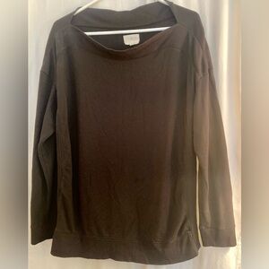 Lou & Grey Black Wide Neck Crew Sweater Size L